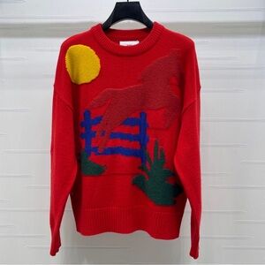 Ami Red Sweater with Colorful Graphic Design